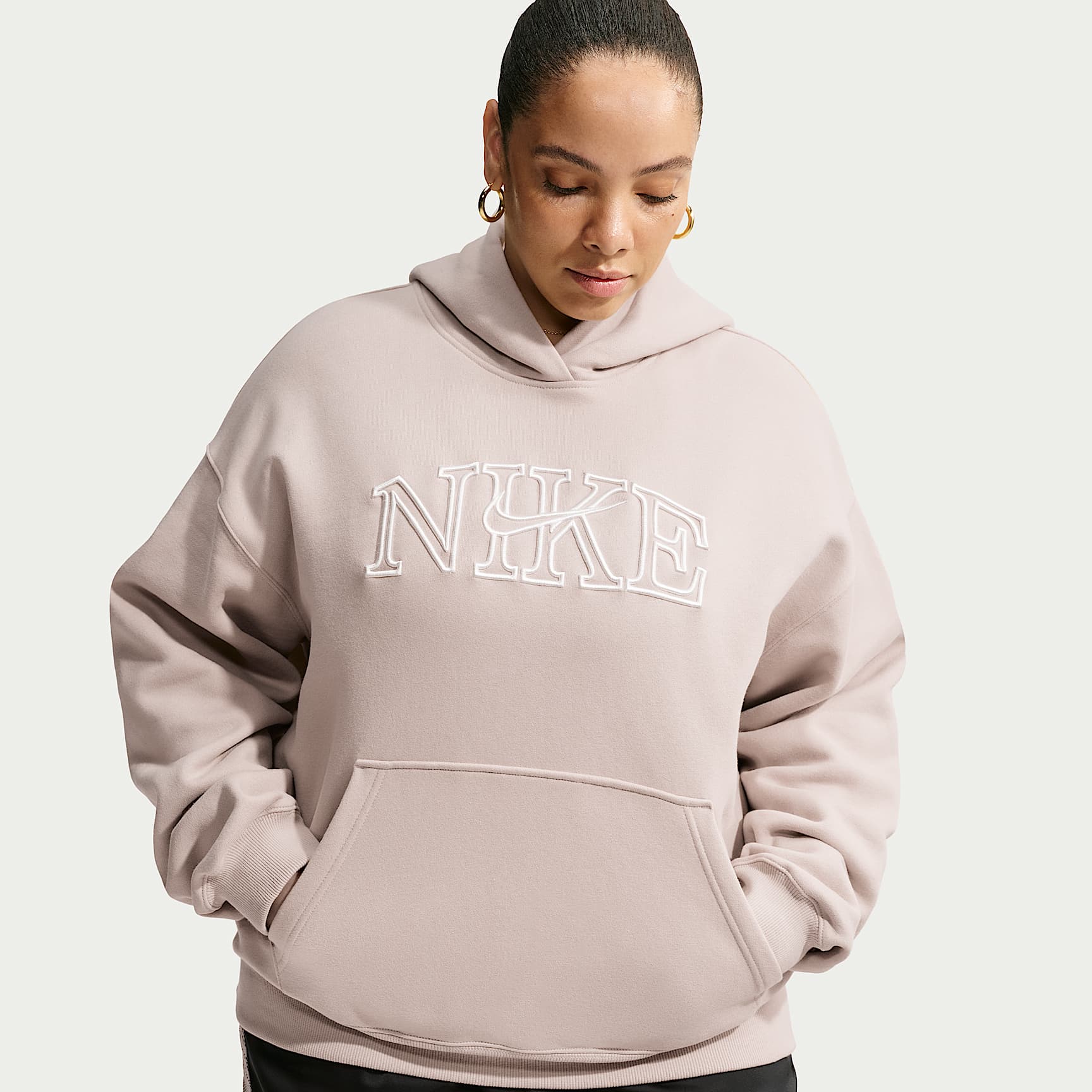 Nike Studio Fleece Medium Weight Women's Oversized Pullover Logo
